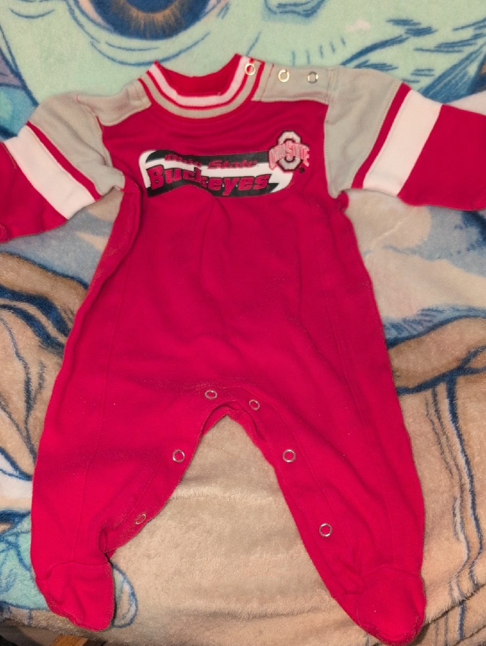 ❤️‍🔥10/$10❤️‍🔥 Baby Ohio State Buckeyes Red Onesie Footed Sleeper Size 0-3M